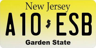 NJ license plate A10ESB