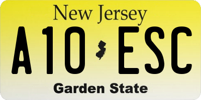 NJ license plate A10ESC