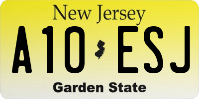 NJ license plate A10ESJ