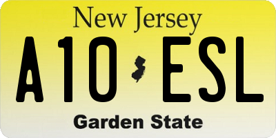 NJ license plate A10ESL