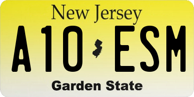 NJ license plate A10ESM