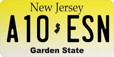 NJ license plate A10ESN