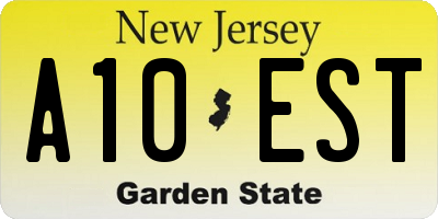 NJ license plate A10EST