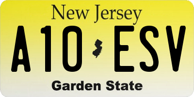 NJ license plate A10ESV