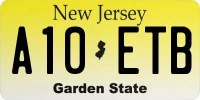 NJ license plate A10ETB