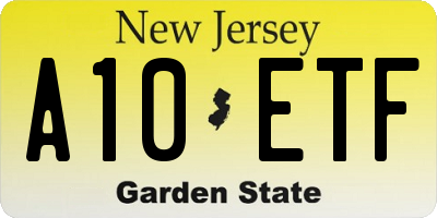 NJ license plate A10ETF