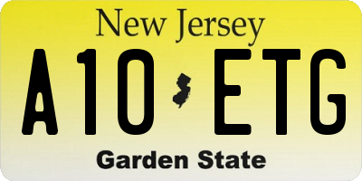 NJ license plate A10ETG