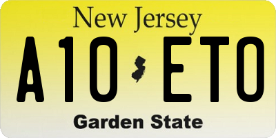 NJ license plate A10ETO