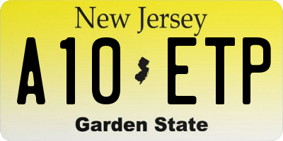 NJ license plate A10ETP