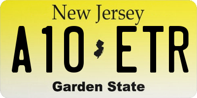 NJ license plate A10ETR