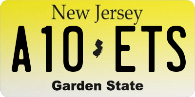 NJ license plate A10ETS