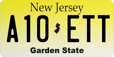 NJ license plate A10ETT