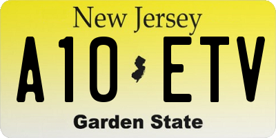 NJ license plate A10ETV