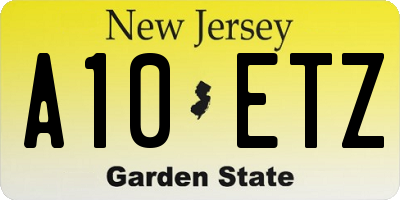 NJ license plate A10ETZ