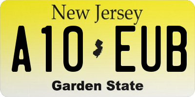 NJ license plate A10EUB