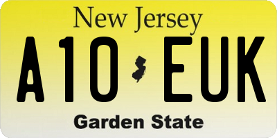 NJ license plate A10EUK