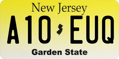 NJ license plate A10EUQ