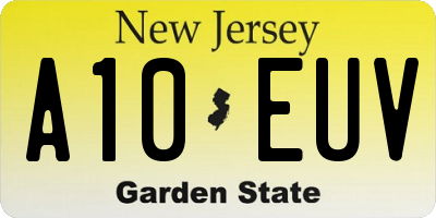 NJ license plate A10EUV