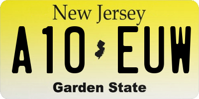 NJ license plate A10EUW