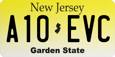 NJ license plate A10EVC