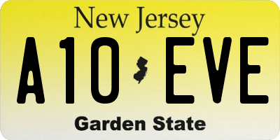 NJ license plate A10EVE