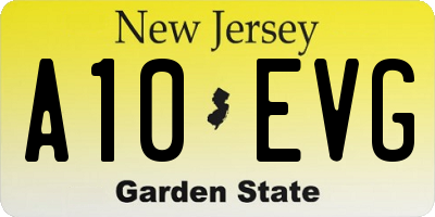 NJ license plate A10EVG