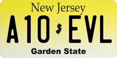 NJ license plate A10EVL