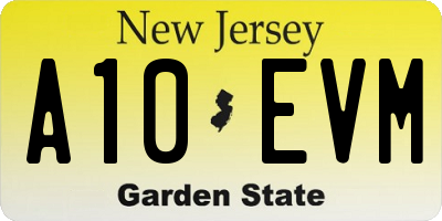 NJ license plate A10EVM