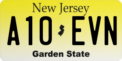 NJ license plate A10EVN