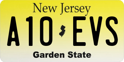 NJ license plate A10EVS