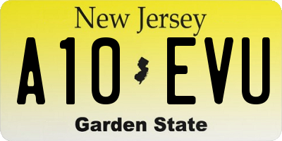 NJ license plate A10EVU