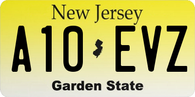 NJ license plate A10EVZ