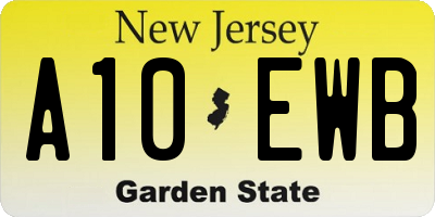 NJ license plate A10EWB