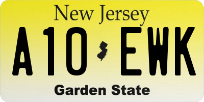 NJ license plate A10EWK