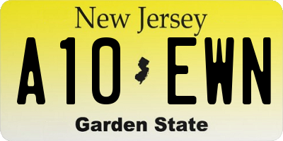 NJ license plate A10EWN