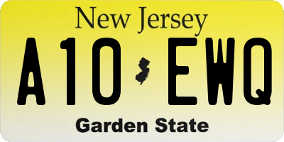 NJ license plate A10EWQ