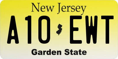NJ license plate A10EWT
