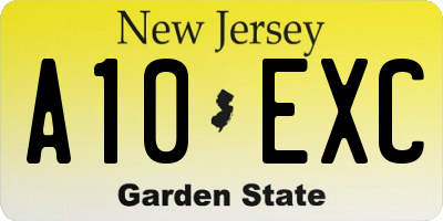 NJ license plate A10EXC