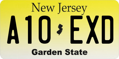 NJ license plate A10EXD