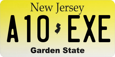 NJ license plate A10EXE