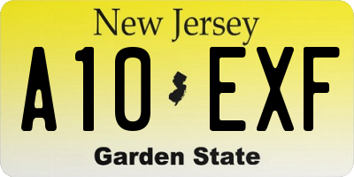 NJ license plate A10EXF