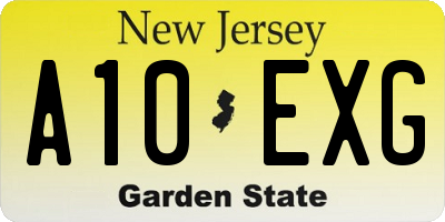 NJ license plate A10EXG