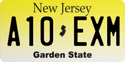 NJ license plate A10EXM