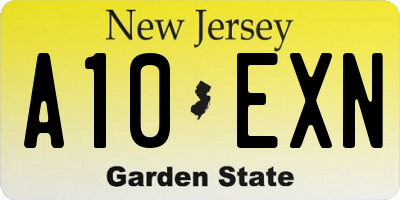 NJ license plate A10EXN