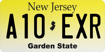 NJ license plate A10EXR