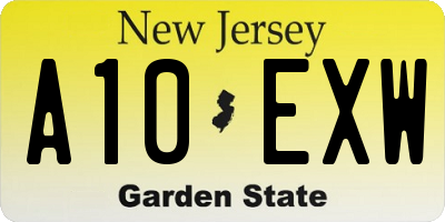 NJ license plate A10EXW