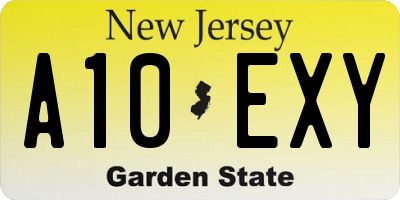 NJ license plate A10EXY