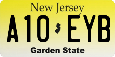 NJ license plate A10EYB