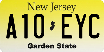 NJ license plate A10EYC