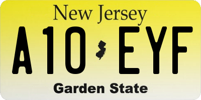 NJ license plate A10EYF